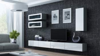  Meblościanka GOVI GREY 11B szary / biały połysk 