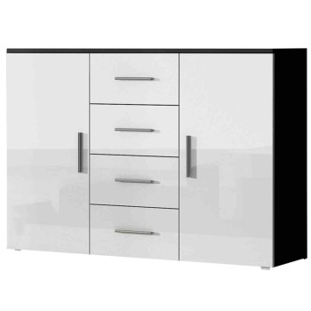 Komoda UNI SINDI SH6C czarny / biały połysk