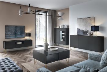 Meble HARMONI czarny / czarny marmur