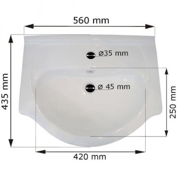 Wymiary: Umywalka ceramiczna SLIM SL6